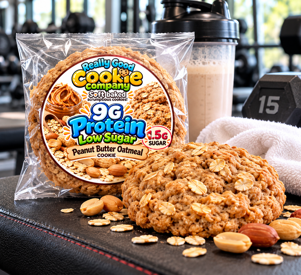 Protein Low Sugar Peanut Butter Oatmeal Cookies